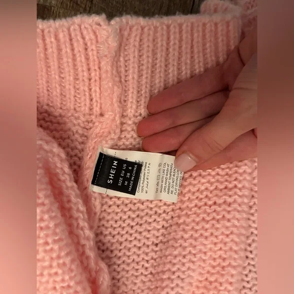 SHEIN Pink and Cream Block Cardigan - Picture 4 of 4